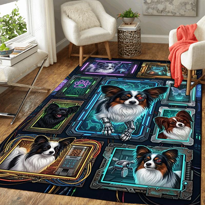 Cybernetic Canine Evolution Pattern Rug Floor Mat for Living Room or Bedroom Soft and Comfortable Carpet a Gift for Birthday and Holiday.