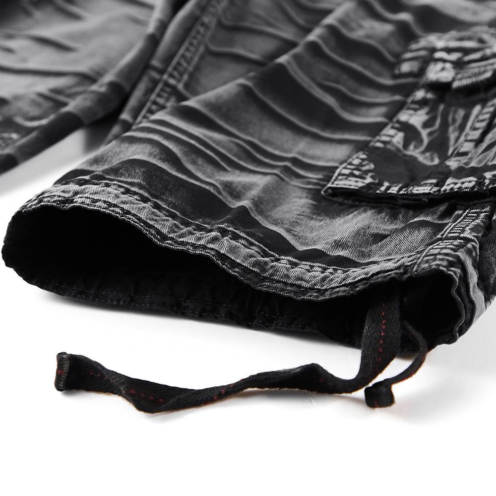 Men's Large Camouflage Cotton Work Shorts, WWII-Style Multi-Pocket Pants for Outdoor Training