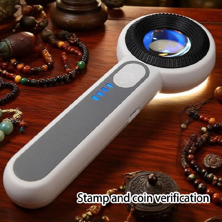 Practical Rechargeable Jewelry Magnifying Glass with High Power Lens and Light Functionality Handheld Loupe ABS Texture