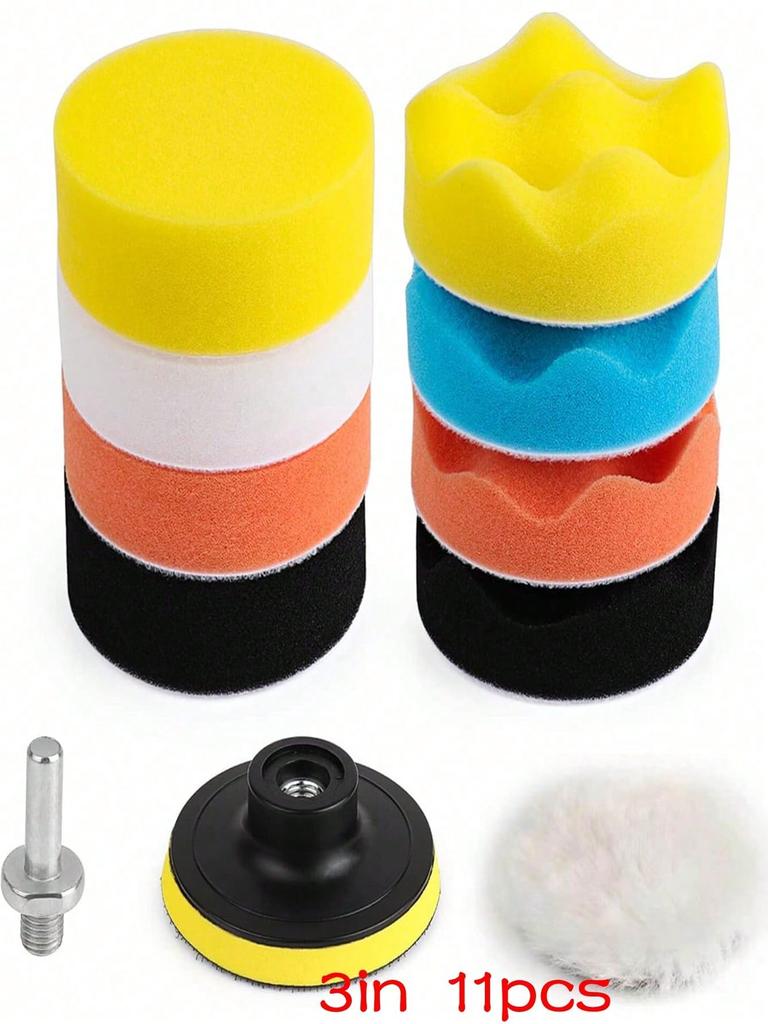 5/11/22 Stück Auto Polierschwamm-Pads Set Schaumstoffpad Puffer-Set Poliermaschine Wachspads für Auto Motorrad Kraftfahrzeug Entfernt Kratzer