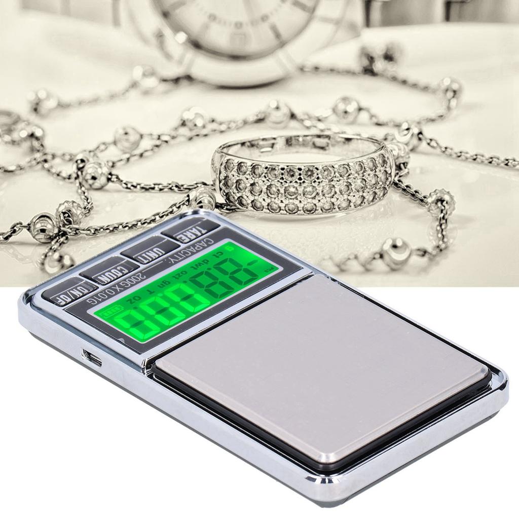 Electronic Jewelry Scale Pocket Digital Carat Scales with Green Backlight LCD Display0.01/200G