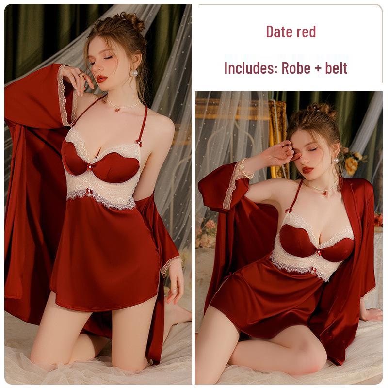 Satin & Lace Sheer Seductive Sleep Dress & Robe Set