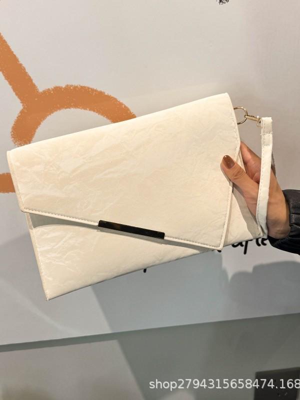 Женский модный клатч-конверт с косой застежкой, универсальный, 2025 белый