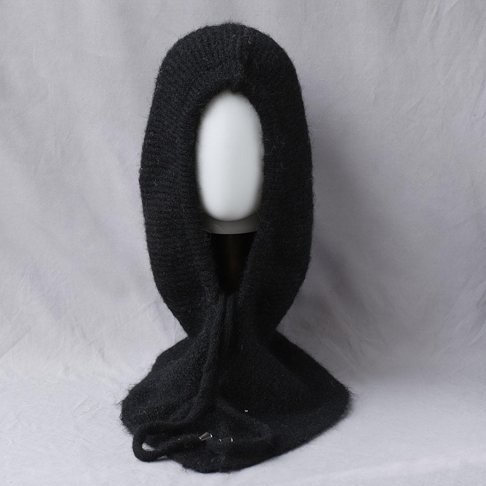 Unisex 100%Wool Knitted Balaclava Winter Ear Face Neck Protect One-Piece Scarf Hat Soft Warm Hooded Beanies Twist False Collar