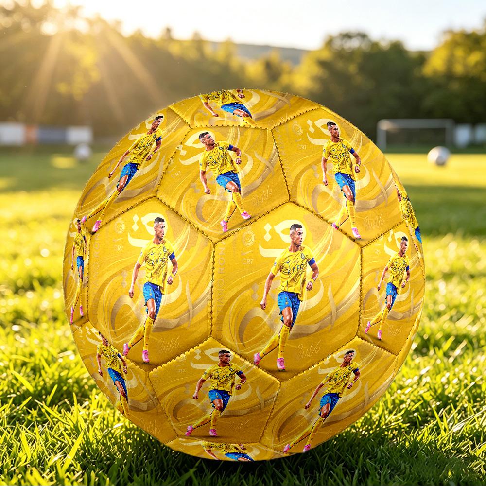 Pallone da Calcio Taglia 5 Stampato Cristiano Ronaldo Resistente all'Usura Standard Allenamento Adulti Regalo per Fan Partite Indoor Outdoor Sport
