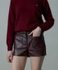 Aheule Le Bas Vintage Vegan Leather Shorts_Wine