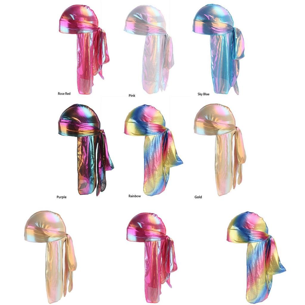 Männer Frauen Laser Bandana Turban Hut Mit Glitzer Regenbogen Stirnband Und Verstellbarer Passform