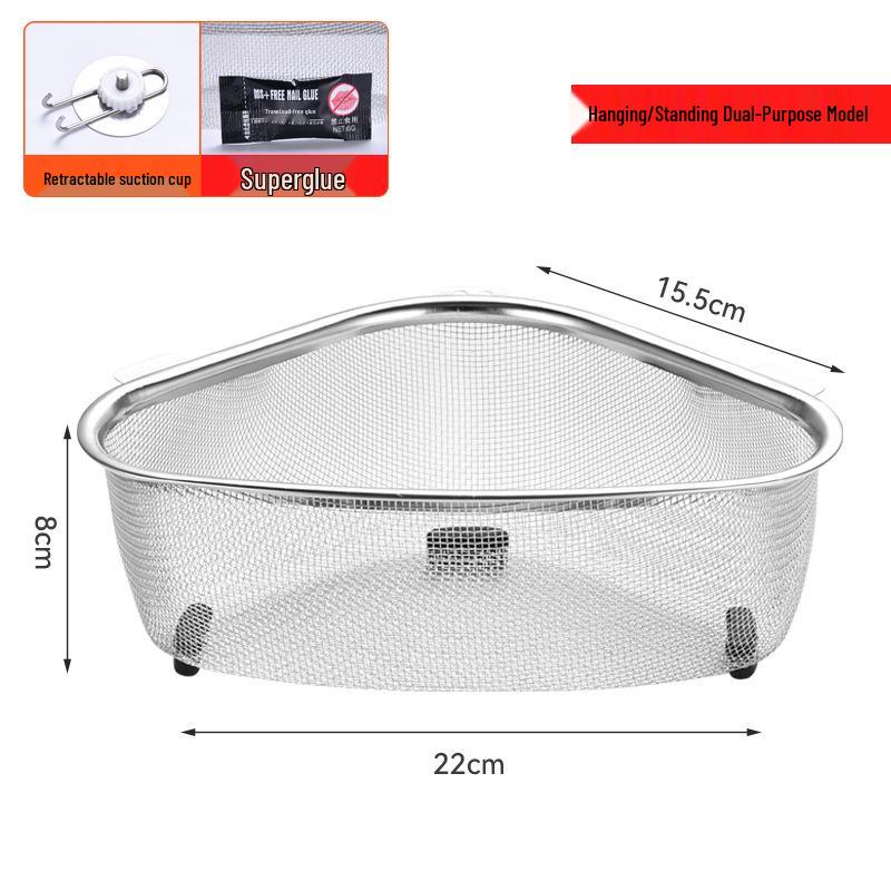 Triangle Kitchen Sink Basket: Multi-Use Draining, Filtering & Storage for Vegetables, Tea, and More