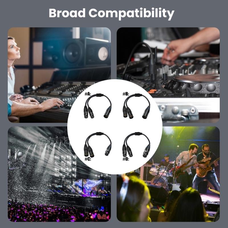 XLR Cable Professional XLR 4Pin To Double 3Pin XLR Splitter Cable For Studio Recording & Live Performances 50Cm