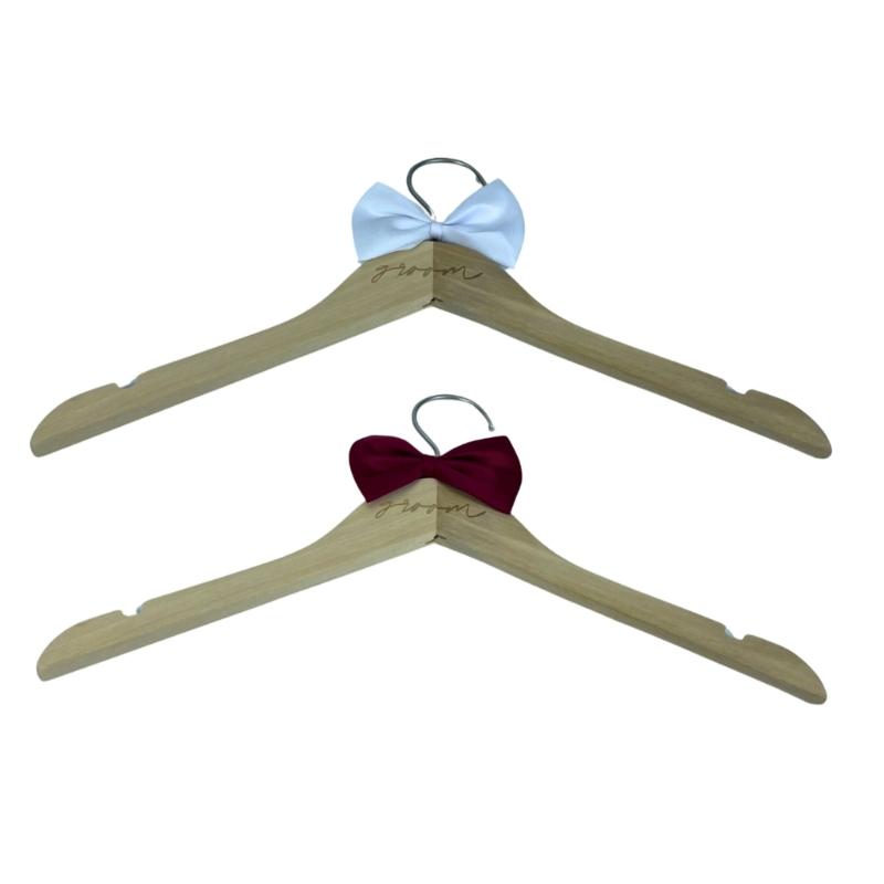 Elegant Wedding Garment Hanger Wood Frame Clothes Hanger MultiFunctional Hook For Bridal Shower Bride Grooms Use 2PCS
