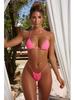 Solid Color European & American Three-Piece Bikini: Women's Sexy Bandage Split Swimsuit