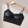 New Seamless Satin Lace Beautiful Back Suspender Underwear Women's Thin Shoulder Straps with Small Breasts Gathering Comfortable Vest Bra