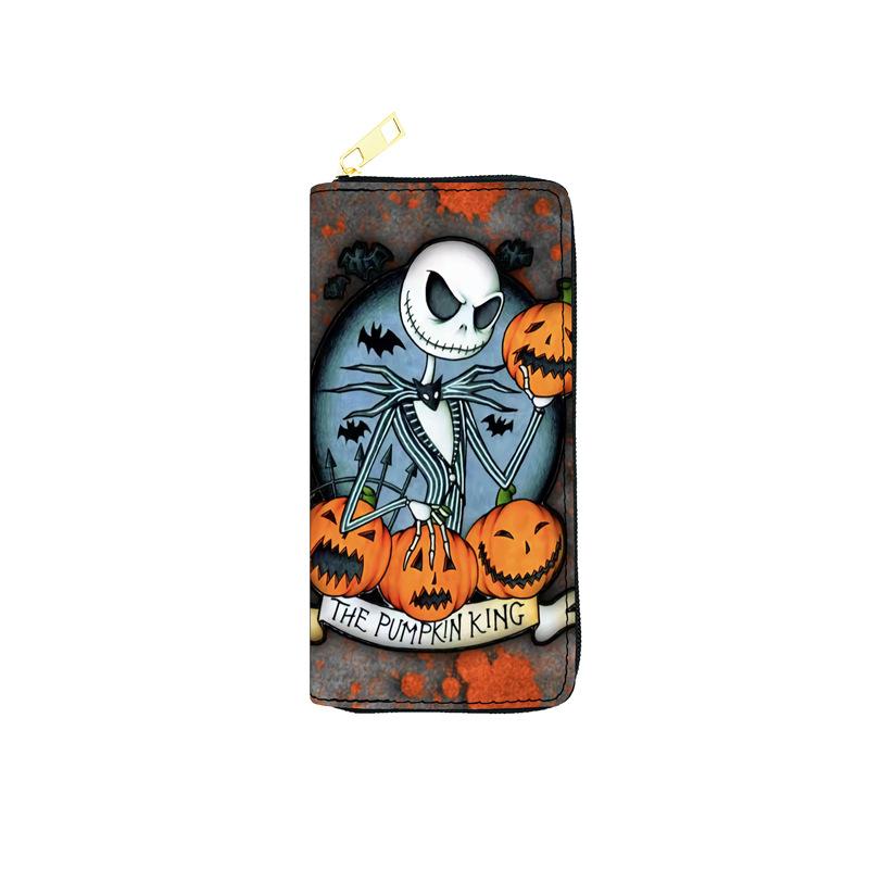 Nightmare Before Christmas PU Wallet Women Long Zip Clutch Makeup Bag Jack Skellington 3pcs