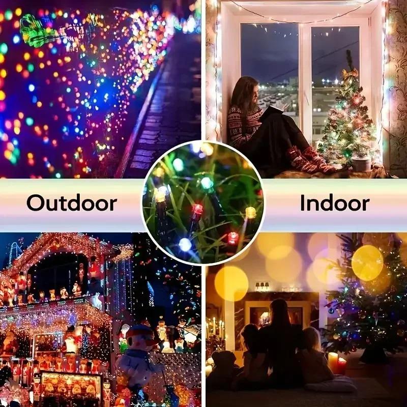 LED Solar Light String 8 Functions Outdoor Waterproof Lawn Starry Sky Christmas Garden Courtyard Decoration Atmosphere Lights