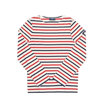 Saint James Unisex Long Sleeve Tee Modern Stripe Ecru Marin Tulipe 8115