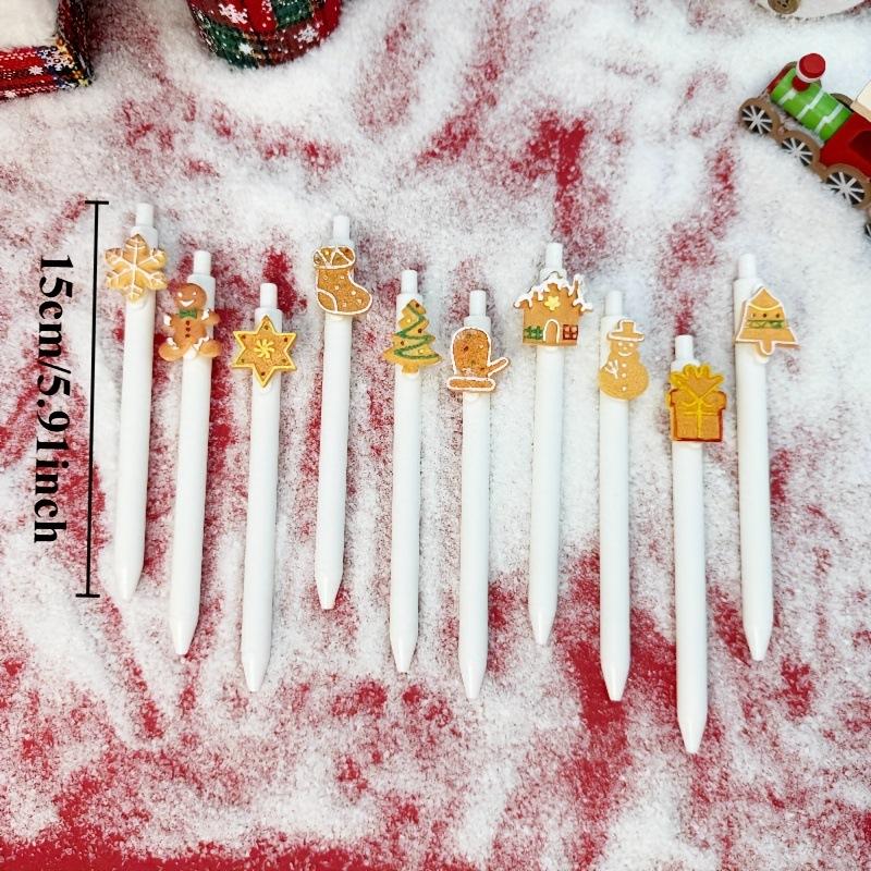 30Pcs Christmas Gingerbread Man Ballpoint Pen Retractable Gel Pen Creative Student Office Stationery Gift Pen Holiday Gift Novelty Stationery Teacher