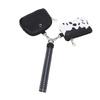 Mini Zip Wristlet Wallet Water Resistant Detachable Fashionable Dual Pouch Coin Purse Keychain for Cards Cash Coin Keys Cosmetics Cows Black White