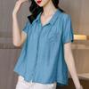 Cotton and Linen Shirt Women's Top Summer Fashion Temperament Short Sleeved Women's Cotton Shirt