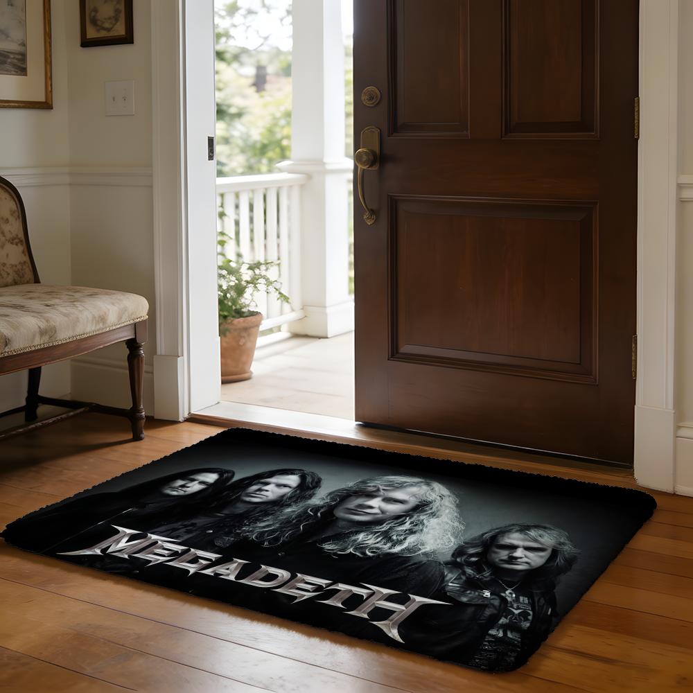 

Floor Mat Soft Flannel Rug Non-Slip Absorbent Mat for Bathroom Bedroom Home Decor M-Megadeth Rock Band 50x80cm