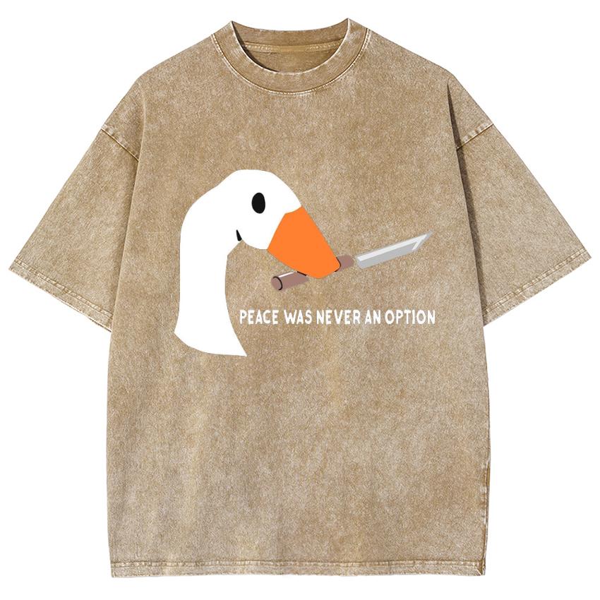 Cute Cartoon Goose Print Women T-Shirt Washed Denim Comfortable Short Sleeve Couple Oversized Y2K Top Affordable