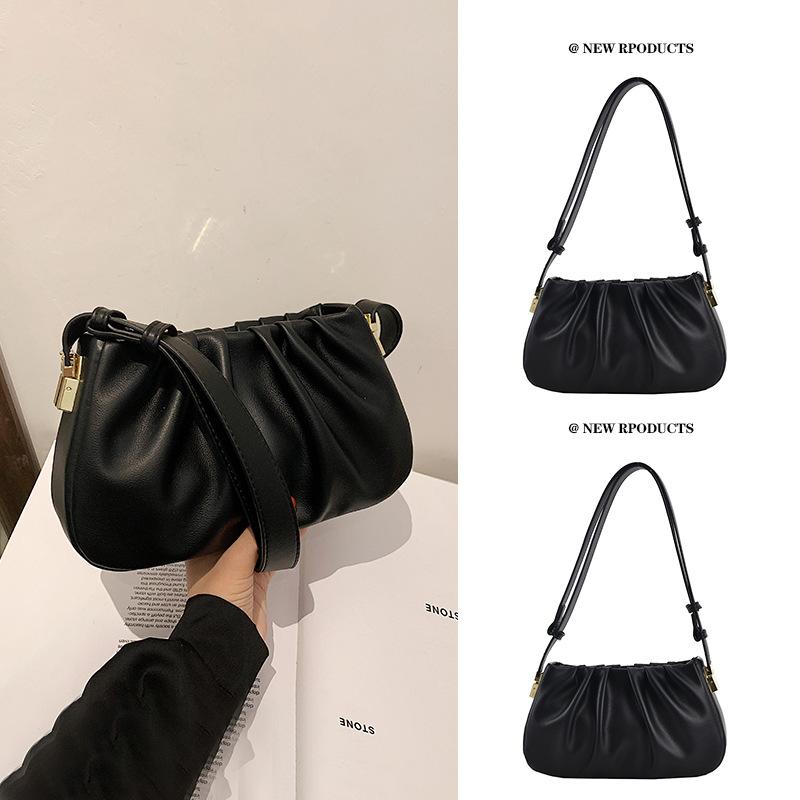 

Маленька сумка з нішевим дизайном жіноча сумка 2024 нова модна сумка через плече в стилі ретро універсальна плісирована хмарна сумка під пахвами