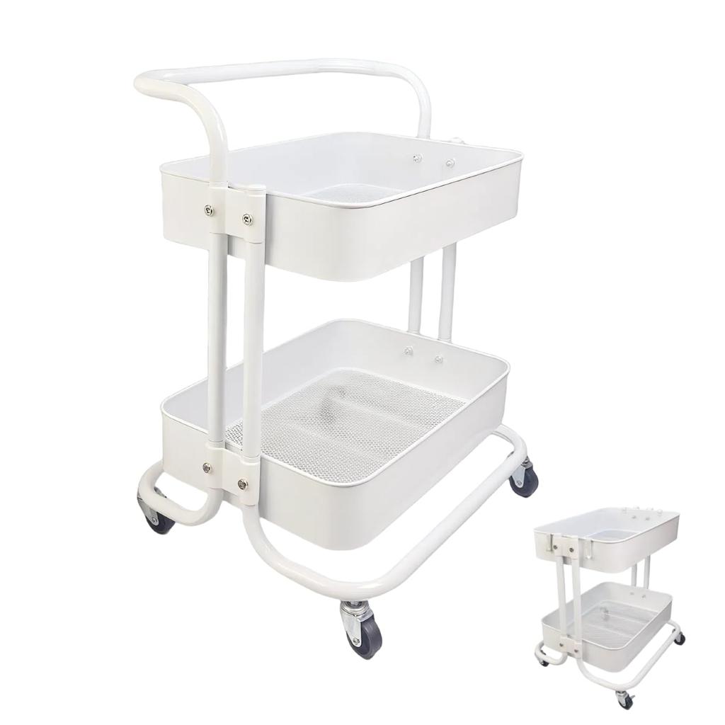 Two-Tier Under-Desk Storage Cart with Casters, Kitchen Storage Cart with Locking Casters, All-Steel Baby Cart, Easy To Move Under Desk, Suitable for