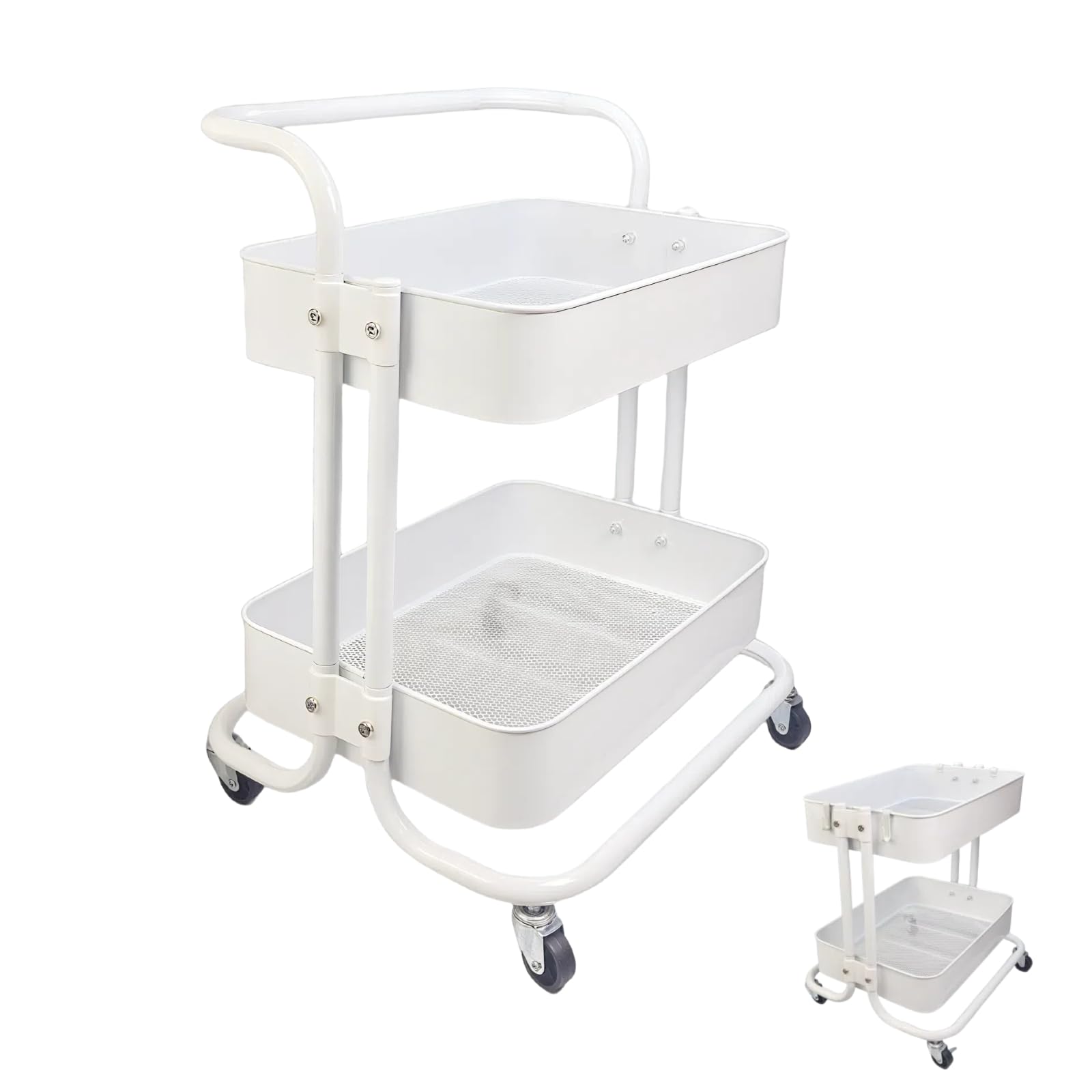 

Two-Tier Under-Desk Storage Cart with Casters, Kitchen Storage Cart with Locking Casters, All-Steel Baby Cart, Easy to Move Under Desk, Suitable for
