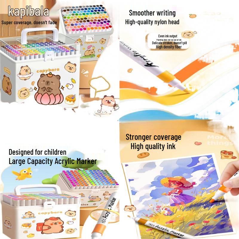 Children's Non-Toxic Washable Watercolor Marker Set - No Bleed, Perfect for Kindergarten