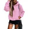 Womens Oversized Hooded Sweatshirt Long Sleeve Solid Color Fleece Lined Casual Top Teens Young Adults