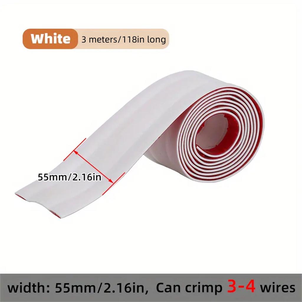 1PC 3M Self-adhesive Wire Protection Tape Mesh Cable Protector, Wire Crimp Groove Wiring Duct, Floor Wire Cover, Wire Mesh Cable