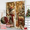 2pcs 2D Flat Printing Christmas Hot Curtains Animal Print Christmas Winter Digital Printed Polyester Drapes Family Party