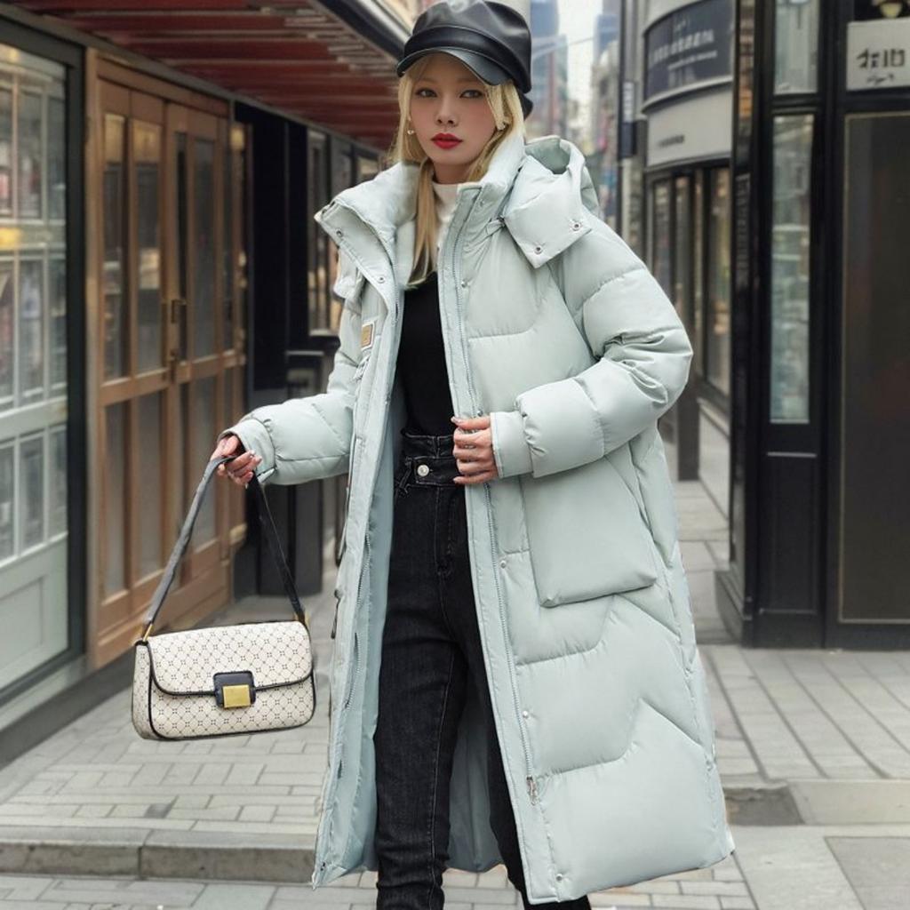 Hooded Collar Parkers Coat Lamb Wool Cotton Zipper Coat Medium Long Winter Season Warm and Fluffy Coat with Cotton Jacket