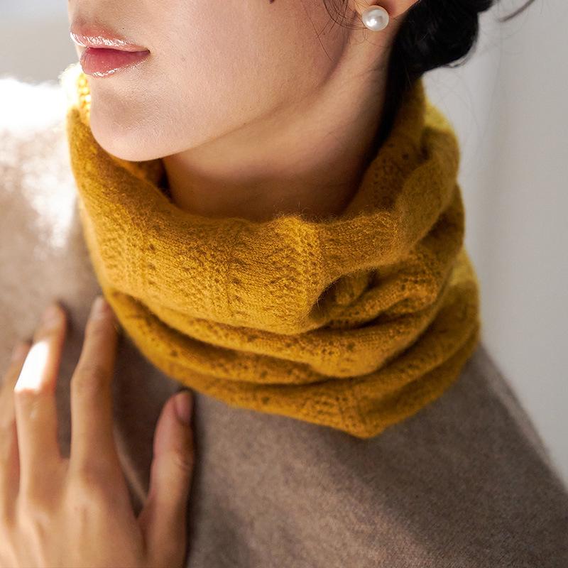 Women's 100% Pure Cashmere Knitted Neck Warmer Scarf - Autumn/Winter Hollow Fashion Style.