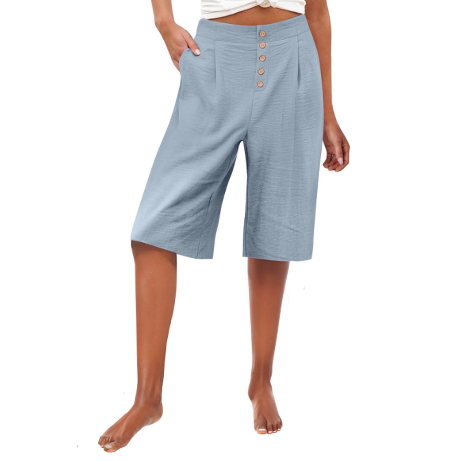 

Женские модные однотонные брюки с карманами и высокой талией XL небесно-голубой