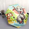 Folding Umbrella Elephant Splashing Water In a Jungle Scene Creative Portable Folding Umbrella, Suitable Holiday Gifts