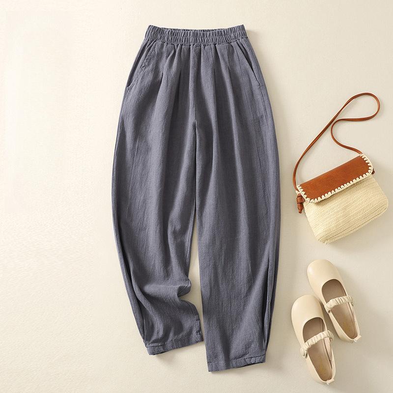 

Весенние свободные повседневные однотонные эластичные брюки-фонарики с талией для женщин Брюки женские 2XL серый