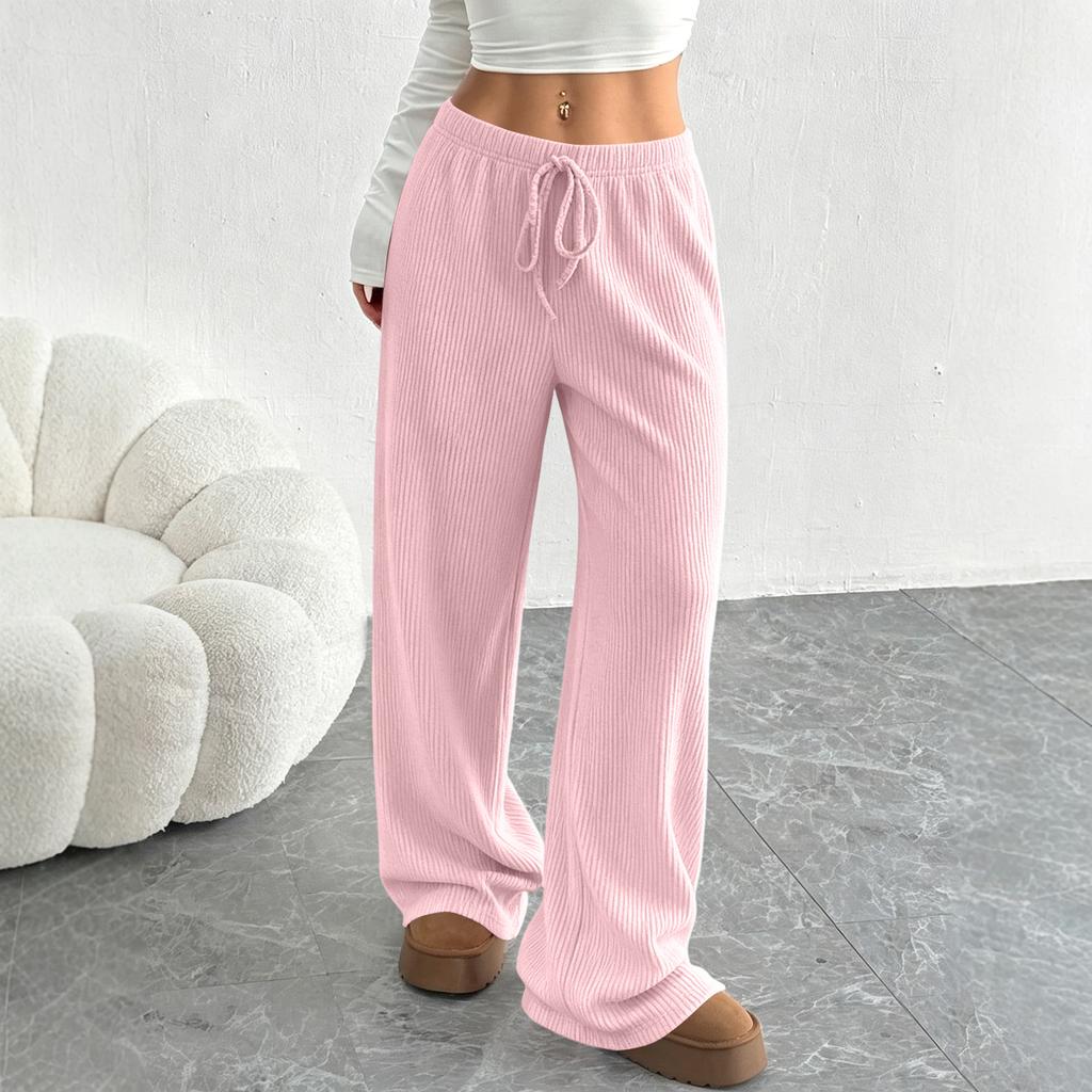Women Summer Loose Fit Casual Wide Leg Pants Elastic Waistband Drawstring Lounge Trousers Lightweight Breathable Fabric