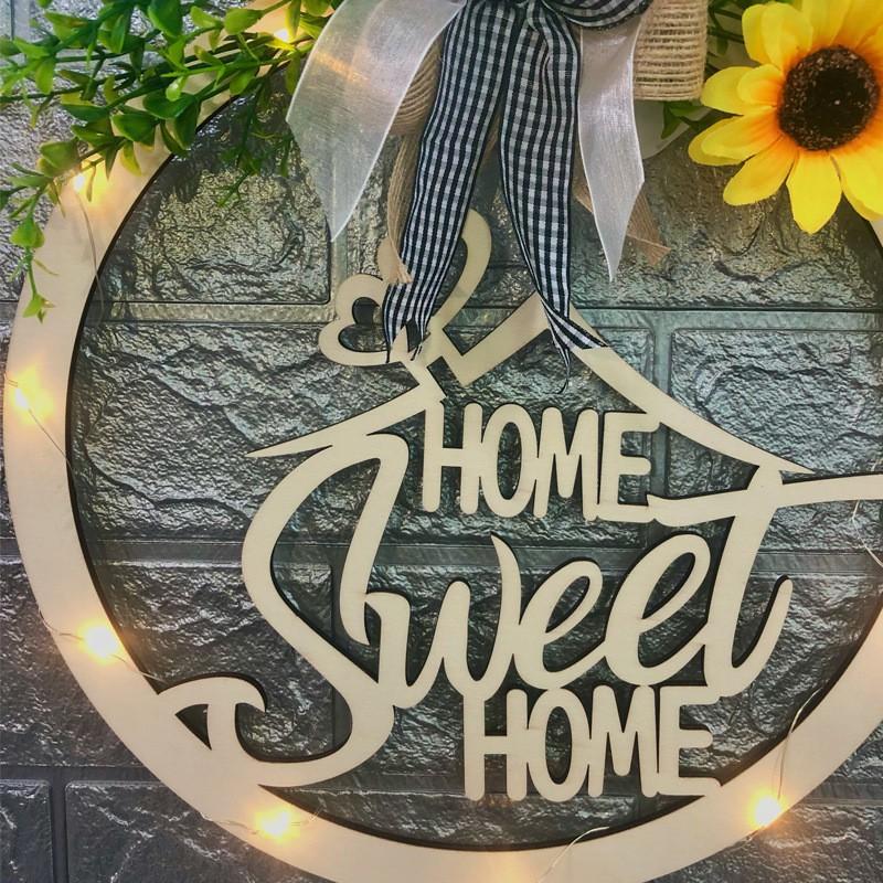Wooden Welcome Sign With Cutout Design Christmas Door Hanging Home Decor Rustic Style