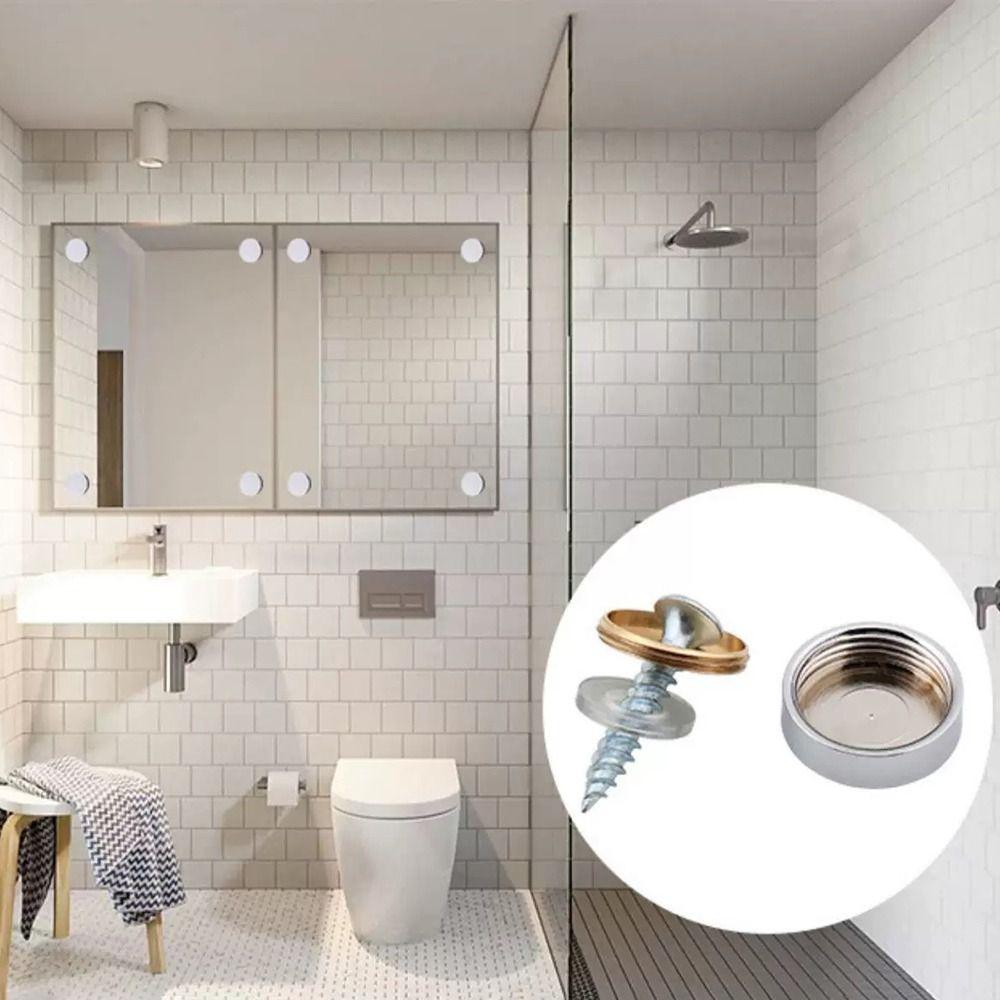 4Pcs Copper Decorative Mirror Fixing Screws Cap Cover Nails Fasteners for Advertising Board Tea Tables Wardrobes Glass Furniture