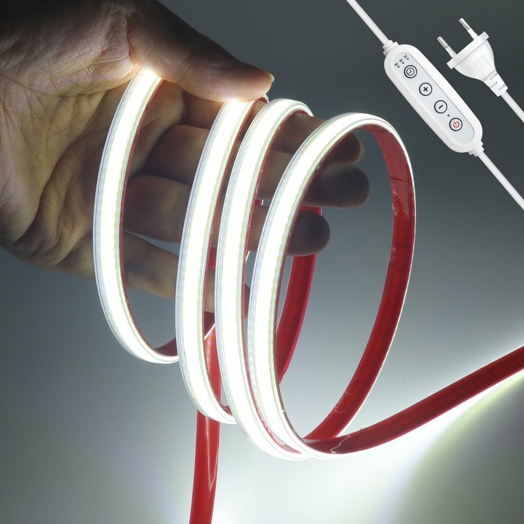 AC 220V COB LED Strip Timing Dimmable 3000K 4000K 6000K Warm White for DIY Home Decoration Waterproof Flexible Ribbon Light
