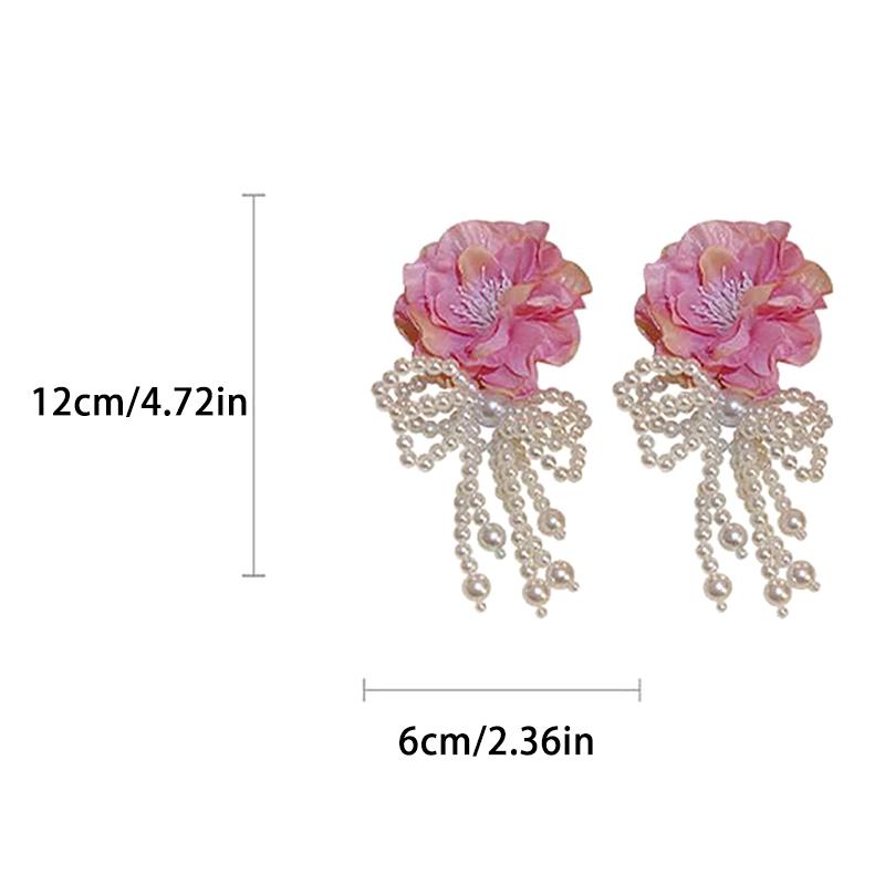 Elegant Statement Lace Organza Cloth Flower Earrings For Woman Korean  Jewelry Party Girl'S Lady Accessories