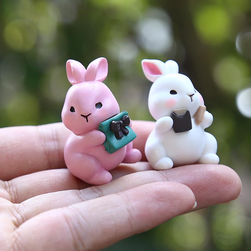 Pastoral Japanese Afternoon Tea Rabbit Doll Figure - Creative Micro Landscape Car Decor