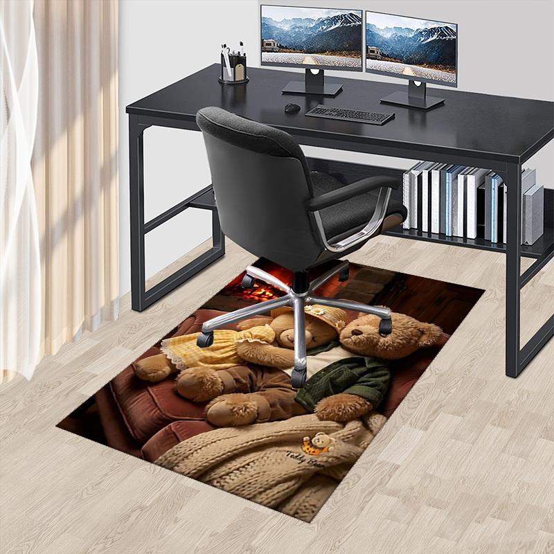 

1pc Teddy Bear Floral Office Chair Mat - Anime Cartoon Design, Non-Slip Carpet for Home Decor, Suitable for All Seasons, Ideal Gift for Office and Hom 60cm by 90cm