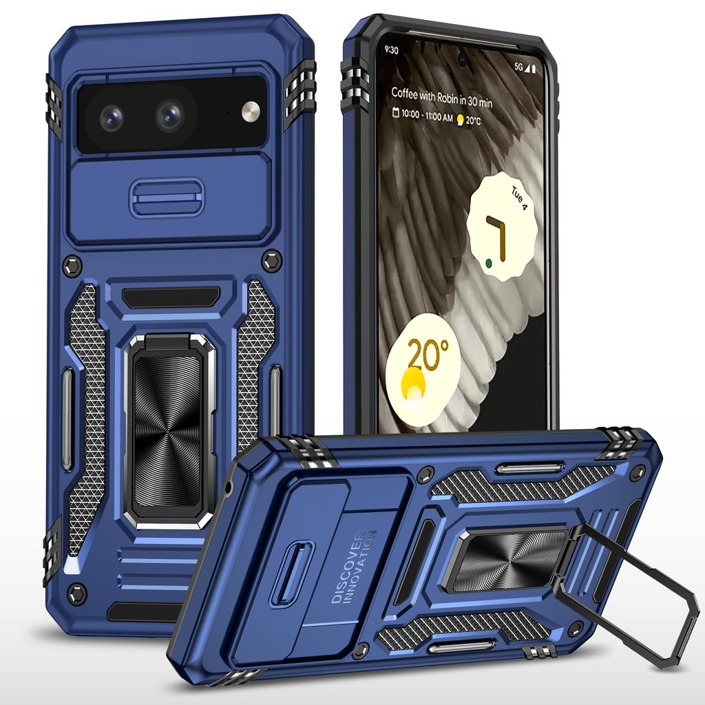Armor Series For Google Pixel 8a Case PC+TPU Kickstand Phone Cover with Slide Lens Lid