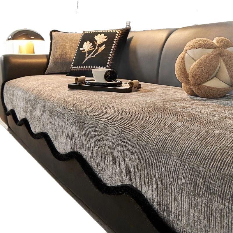 Irregular Sofa Seat Cushion Autumn and Winter Model, Modern Light Luxury Fixed Non-slip High-end Seat Cushion Cover Cloth
