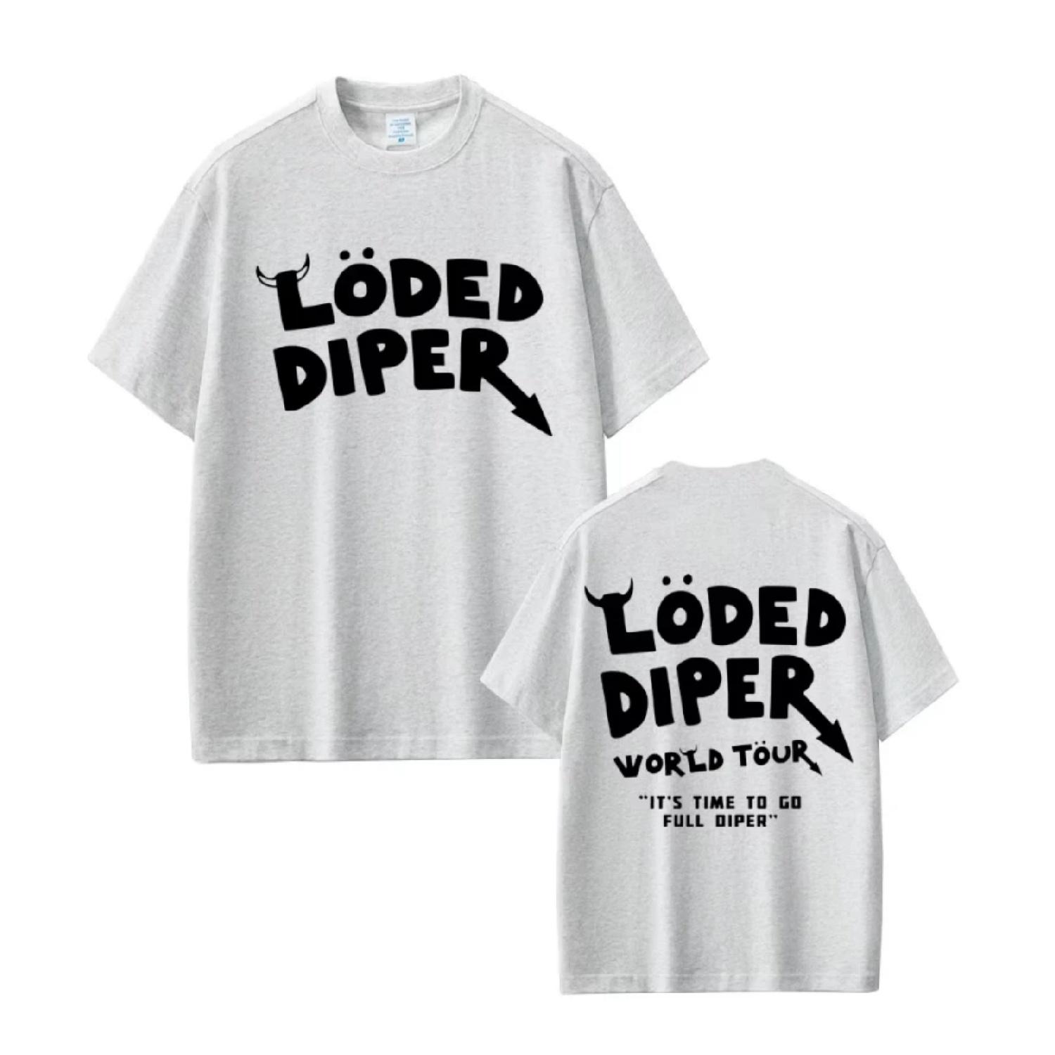 

Loded Diper World Tour T-shirt Men Women Clothing Vintage Rock Oversized Short Sleeve T-shirts Men s Casual Cotton T Shirts S чёрный