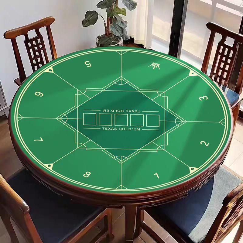 Texas Hold'em Round Poker Table Cloth - Stain-Resistant, Non-Slip Crystal Velvet