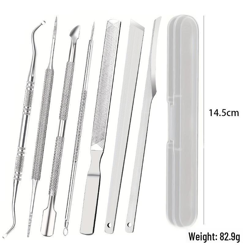 Stainless Steel Pedicure Knife Set: Dual-Headed Nail Pick with Razor, Foot File & Exfoliating Tool
