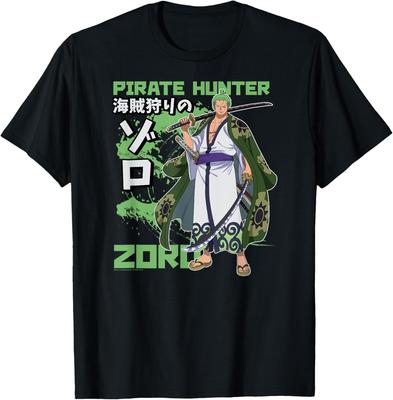 Anime Pirate Hunter Zoro Wano Costume Kanji T-Shirt