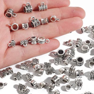 20Pcs Vintage Silver Rings Beads Fit Charms DIY European Bracelets for Jewelry Making